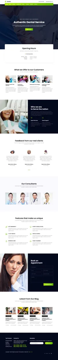 dentist mini website template desktop screenshot
