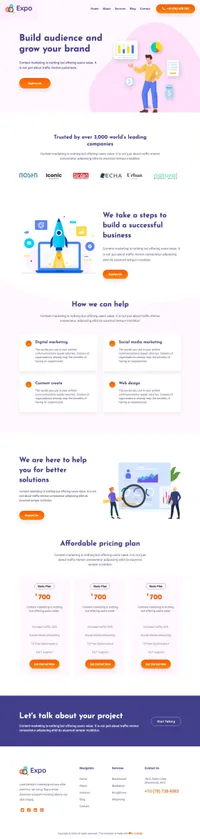 expo mini website template desktop screenshot