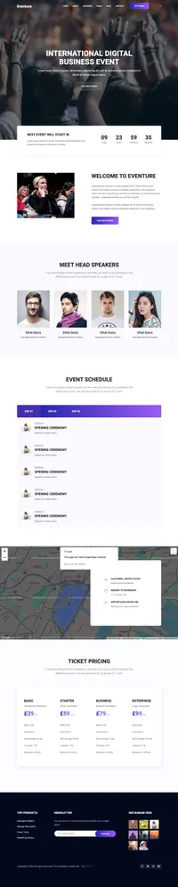eventure mini website template desktop screenshot