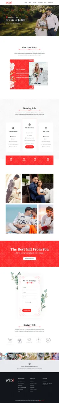 wed mini website template desktop screenshot