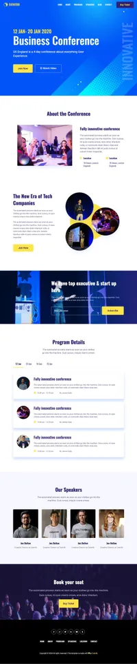 eventro mini website template desktop screenshot