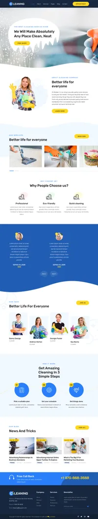 cleaning mini website template desktop screenshot
