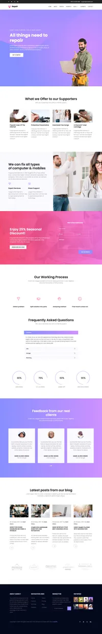 repair mini website template desktop screenshot