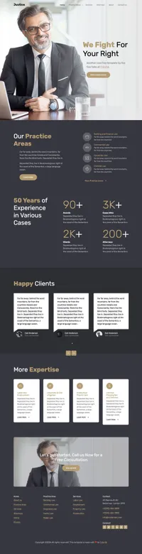 justice mini website template desktop screenshot