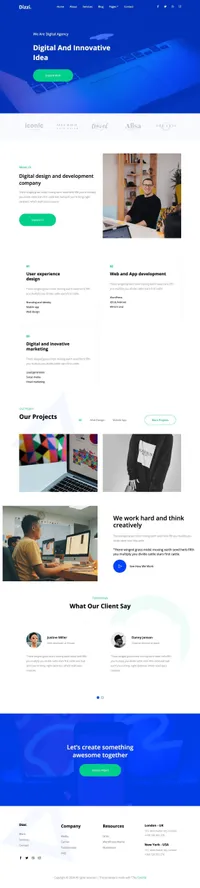 dizzi mini website template desktop screenshot