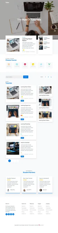 tutor mini website template desktop screenshot