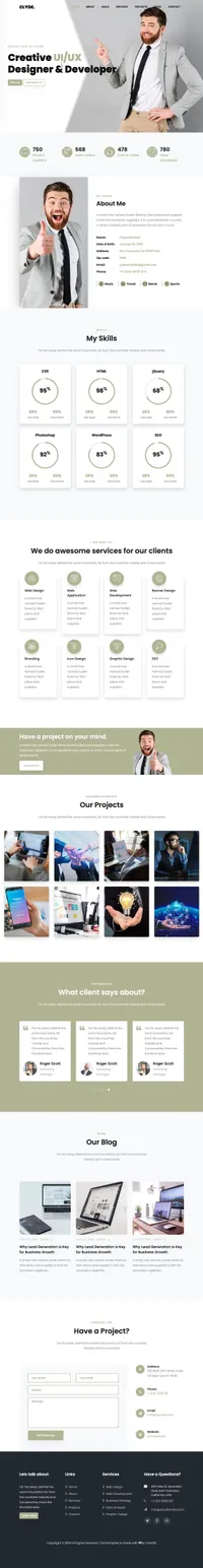 clyde mini website template desktop screenshot