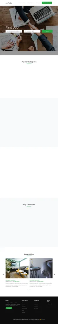 jobfinder mini website template desktop screenshot