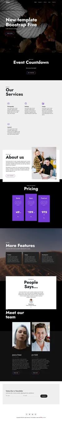 action mini website template desktop screenshot