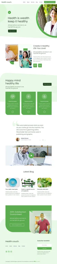 healthcouch mini website template desktop screenshot