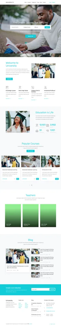 university mini website template desktop screenshot