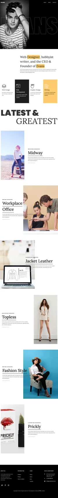 evans mini website template desktop screenshot