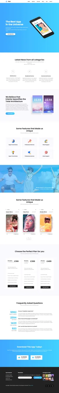 apps mini website template desktop screenshot