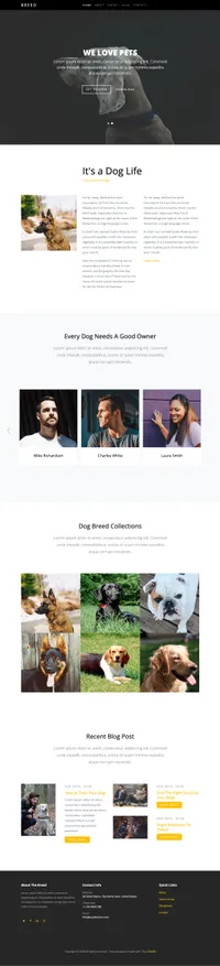 breed mini website template desktop screenshot