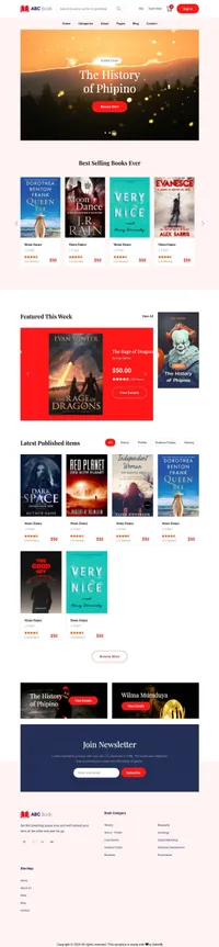 abcbook mini website template desktop screenshot