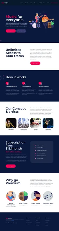 solmusic mini website template desktop screenshot