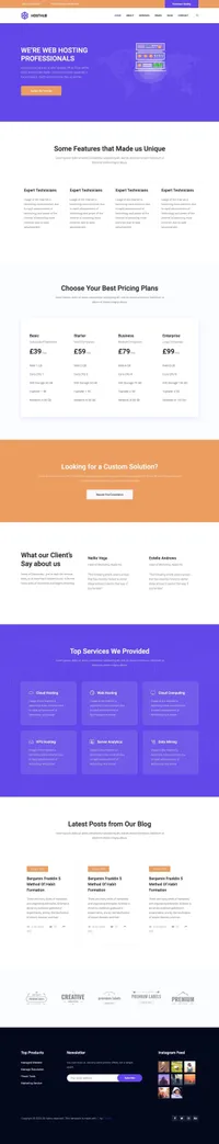 hosthub mini website template desktop screenshot