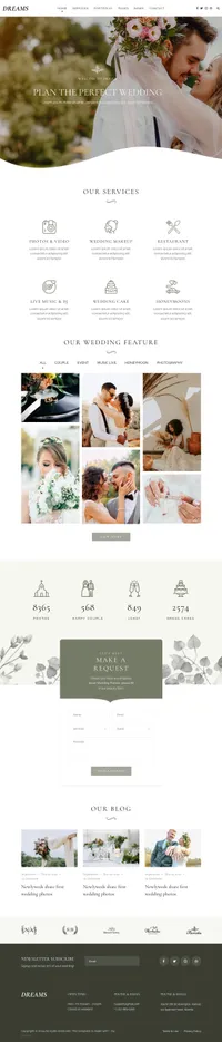 weddingdreams mini website template desktop screenshot