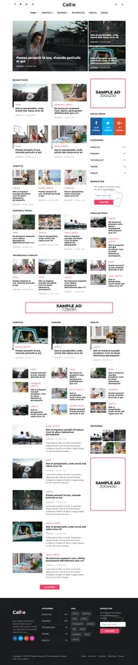 callie mini website template desktop screenshot