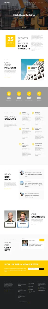 architect mini website template desktop screenshot
