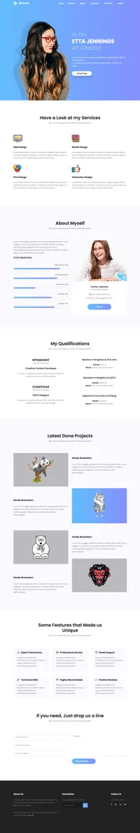 resume mini website template desktop screenshot