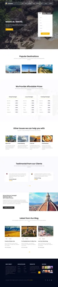travel mini website template desktop screenshot