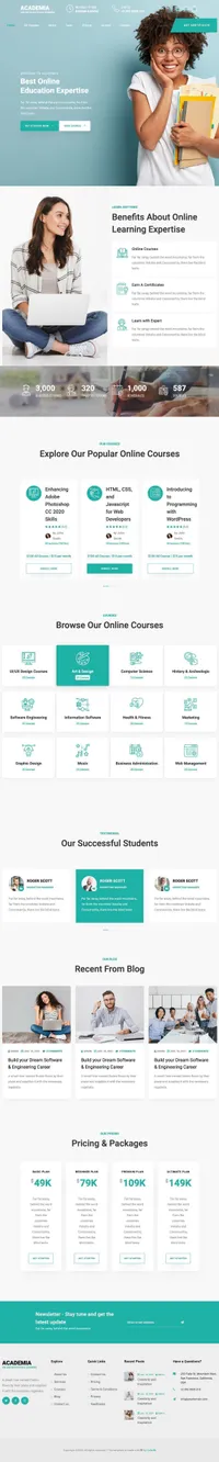 academia mini website template desktop screenshot