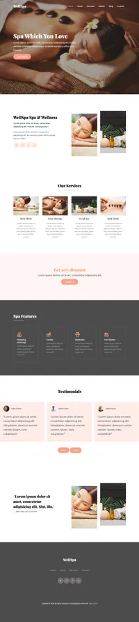 wellspa mini website template desktop screenshot