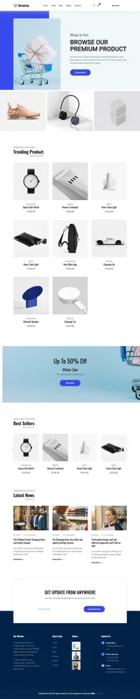 aroma mini website template desktop screenshot