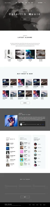 onemusic mini website template desktop screenshot