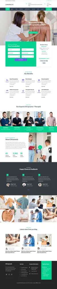 chiropractic mini website template desktop screenshot