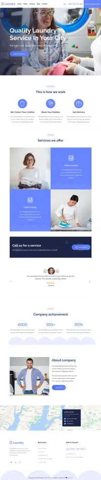 laundry mini website template desktop screenshot