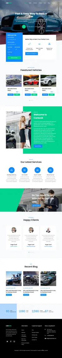 carbook mini website template desktop screenshot