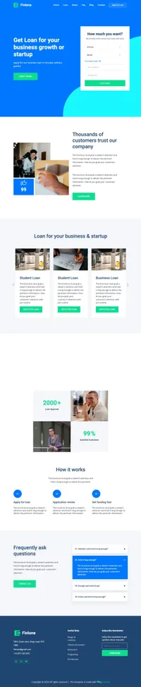 finlone mini website template desktop screenshot