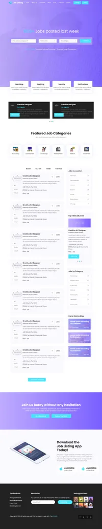 joblisting mini website template desktop screenshot