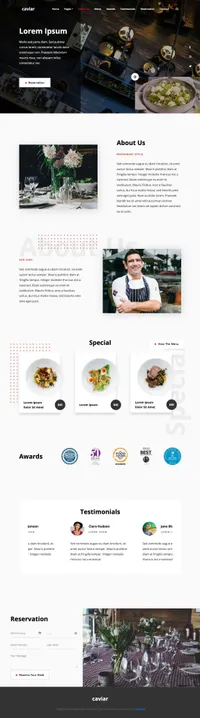 caviar mini website template desktop screenshot