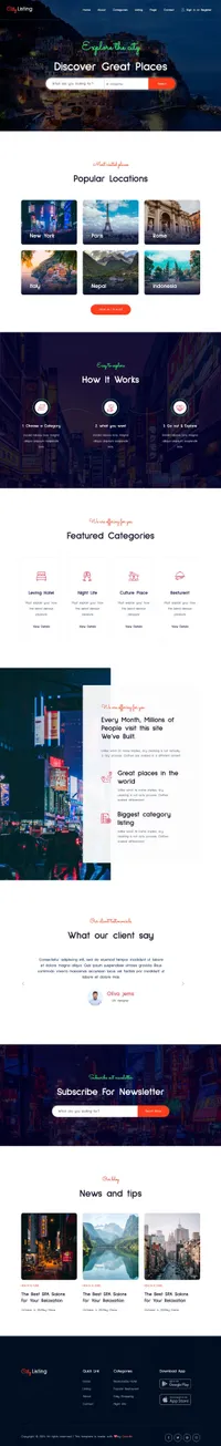 citylisting mini website template desktop screenshot