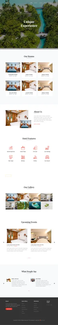 suites mini website template desktop screenshot