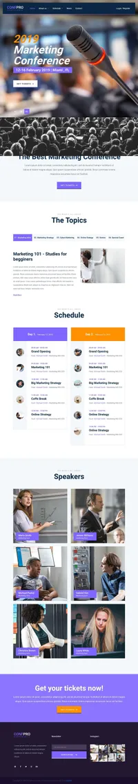 confpro mini website template desktop screenshot