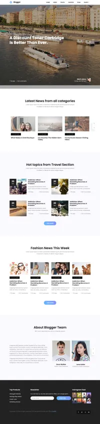 blogger mini website template desktop screenshot