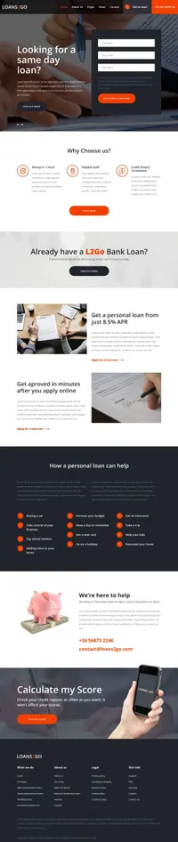 loans2go mini website template desktop screenshot