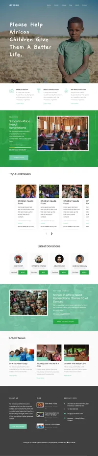 giving mini website template desktop screenshot