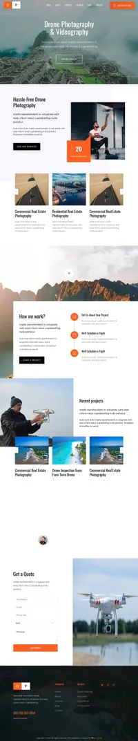 dronephotography mini website template desktop screenshot