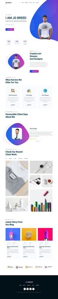 breed2 mini website template desktop screenshot