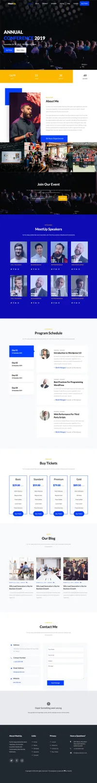 meetup mini website template desktop screenshot