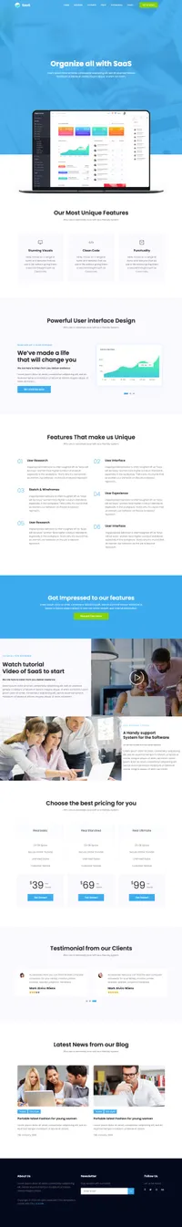 saas mini website template desktop screenshot