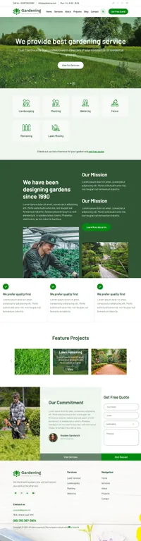 gardening mini website template desktop screenshot
