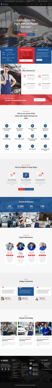 carepair mini website template desktop screenshot