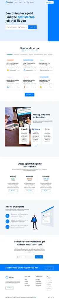 joblab mini website template desktop screenshot