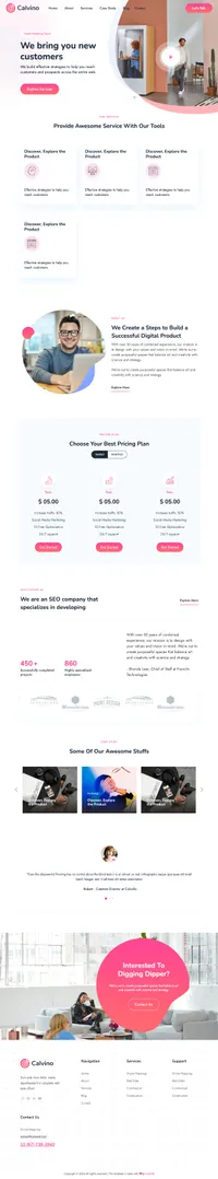 calvino mini website template desktop screenshot